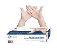 OneProtek Gants jetables en Vinyle - Lot de 4x Boîtes de 100 gants jetables Taille M - non poudrés, sans latex - Multi-usages et résistants Protection contre les risques chimiques