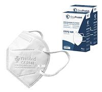 OneProtek Lot de 2 boites de 10x Masque FFP2 NR - Certifié Norme CE EN149 - Masque de protection respiratoire 5 couches de filtration - Blanc - Confortable et élastiques solides