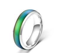 Oneress Bague d'humeur unisexe noire, alliance élégante en acier inoxydable pour anniversaire de mariage, bague magique changeant de température pour un usage quotidien Y1854 Blanc 8