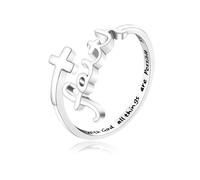 Oneress Bague Verset Biblique, Argent Sterling 925, Anneau Croix Engagement & Prière YA5068