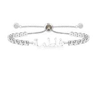 Oneress Bijoux Islamique, Design Bolo Allah, Accessoire Initiale Arabe Plaqué Platine, Cadeau Mariage Pour Elle, Mode Plaqué Or, Port Ajustable YA4968 Blanc