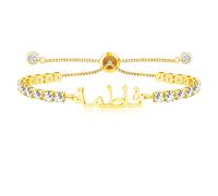 Oneress Bijoux Mariage Musulman, Design Islamique Argent Ajustable, Accessoire Nom Allah, Cadeau Couple, Mode Foi Bolo, Style Plaqué Platine YA4968 Or