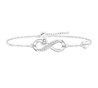Oneress Bracelet Bande Amour CZ Ajustable Infinity Bolo Acier Inoxydable Amis Pour Toujours Délicat CZ Infinity Bijou Cadeau Femme & Homme YA4708-White