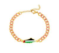 Oneress Bracelet Bijoux Du Moyen-Orient - Chaîne Arabe Fait Main Avec Pendentif Drapeau, Bracelet Fierté Palestinienne Tendance Pour Femme Usage Quotidien YA5881-JinFen