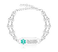 Oneress Bracelet DIY Blanc, Bracelet Alerte Santé, ID Asthme & Allergies, Bijou Médical Ajustable Pour Femmes, Étiquette Urgence Unique YA5198 White DIY