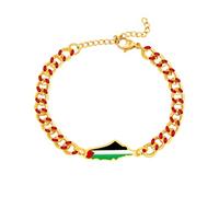 Oneress Bracelet Drapeau Palestine - Bracelet En Or Émaillé Avec Pendentif Carte, Bijou Fierté Islamique Et Justice Sociale Pour Femme, Accessoire Déclaration YA5881-JinHong