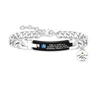Oneress Bracelet Encouragement Foi Espérance avec Breloque Graine de Moutarde - Chaîne Acier Inoxydable Style Cubain - « Foi comme une graine de moutarde » Matthieu 17:20 Y4354