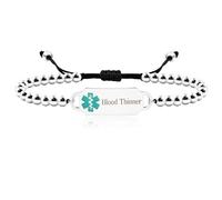 Oneress Bracelet médical d'urgence en acier inoxydable avec perles de 4 mm pour homme et femme - Type pré-gravé et gravure gratuite - Bracelet d'alerte médicale pour diabétique, Acier inoxydable