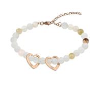 Oneress Bracelet Nom Cadeau Saint Valentin Amour Connexion Cristal Couple Bijou Ajustable Femme & Homme YA6095-White-2-PCS