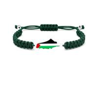 Oneress Bracelet Perles Drapeau Palestine, Bijoux Cordon Nœud Spirituel, Bracelet Survie Aid El-Fitr Pour Supporters Culture Arabe YA5882 Vert-Blanc