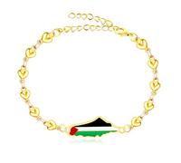 Oneress Bracelet Soutien Gaza, Bijoux Résistance Plaqué Or, Symbole Fierté Palestinienne, Émail Carte Cœur, Accessoire Mode Politique, Cadeau Solidarité YA5212 Or