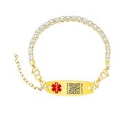 Oneress Bracelet Tennis Médical Élégant - Bijou ID Personnalisé Gravé Au Laser Avec Message Caché, Bracelet D’Urgence Élégant YA6001-QR