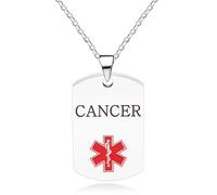 Oneress Collier Alerte Cancer, Pendentif Étoile Rouge Plaqué Platine Pour Femmes, Bijou Santé Durable YA5217 Blanc CANCER