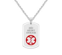 Oneress Collier Alerte Médicale HD Pour Femmes Et Hommes, Pendentif Rond En Acier Inoxydable Pour Maladies Chroniques Et Urgences YA5239 Blanc-HD