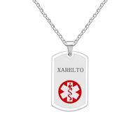 Oneress Collier Alerte Médicale Xarelto, Pendentif D’urgence En Acier Inoxydable Pour Maladies Chroniques Ou Usage Quotidien YA5239 Blanc-Xarelto