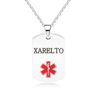 Oneress Collier Alerte Xarelto, Plaque Info Premier Intervenant, Pendentif Alerte Crise, Bijou Personnalisé YA5217 Blanc XARELTO