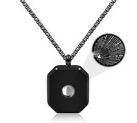 Oneress Collier Couple, Pendentif Projection Amour 100 Langues, Cadeau Romantique Pour Petite Amie À Distance, Forme Octogonale, Bijou Sentimental YA5222 Noir