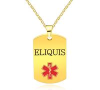 Oneress Collier Eliquis, Pendentif Sensibilisation Au Lupus Plaqué Or, Alerte Pacemaker Pour Maladies Chroniques YA5217 Gold ELIQUIS