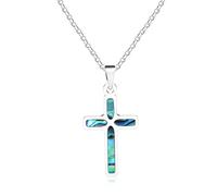 Oneress Collier Foi Graine de Moutarde, Pendentif Croix Plaqué Platine, Bijoux Chrétiens pour Femmes, Cadeau Religieux Élégant, Colliers de Rédemption Y5144-Blanc