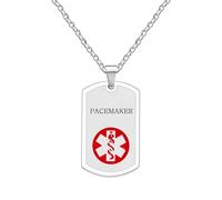 Oneress Collier Médical Pacemaker, Pendentif En Acier Inoxydable Durable, Chaîne SOS Cadeau Pour Papa, Urgence Voyage YA5239 Blanc-Pacemaker