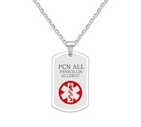 Oneress Collier Médical PCNALL Pour Papa, Pendentif D’alerte Rouge En Acier Inoxydable Pour Maladies Chroniques YA5239 Blanc-PCNALL