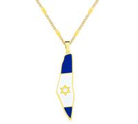 Oneress Collier Pendentif Israël Plaqué Or, Bijoux Religieux Étoile de David, Collier Spirituel Juif pour Hommes et Femmes Y5139-Or