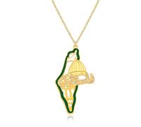 Oneress Collier Pendentif Mosquée, Collier de Foi Personnalisé, Bijou Religieux Élégant en Acier Inoxydable pour Femme, Charm Calligraphie Arabe & Dieu Y5145-Or