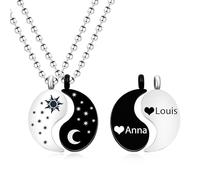 Oneress Yin et Yang Yang Collier d'amour pour couples avec soleil et lune - Bijoux assortis Yin Yang pour garçons et filles YA4562, M, Acier inoxydable, Pas de gemme