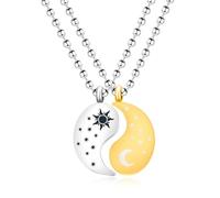 Oneress Yin et Yang Yang Collier d'amour pour couples avec soleil et lune - Bijoux assortis Yin Yang pour garçons et filles YA4562, M, Acier inoxydable, Pas de gemme