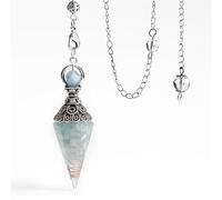 Oneroomone Pendule en Pierre de Guérison Pendule Hexagonale en Cristal, Pendule Cristal Pierres Précieuses Radiesthésie Pendule Collier pour Reiki Équilibrage, Pendule Cristal en Résine Naturelle