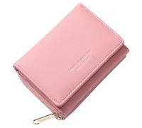Oneroomone Portefeuille Femme Rose, Porte Monnaie Femme, Petit Porte Monnaie Femme, Portefeuille Court Pliable à Trois Couches avec 8 Emplacements pour Cartes, Cadeau d'anniversaire pour Femme, Rose