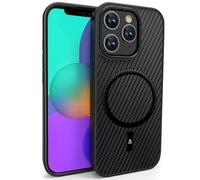 Ones Coque Magnétique pour iPhone 11 Pro, Compatible avec MagSafe, Texture Fibre Carbone, Protection Militaire Contre Les Chutes, Etui Robuste Antichoc Résistant aux Rayures Housse Case, Noir