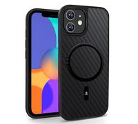 Ones Coque Magnétique pour iPhone 12/12 Pro, Compatible avec MagSafe, Texture Fibre Carbone, Protection Militaire Contre Les Chutes, Etui Robuste Durable Résistante Housse Fine Antichoc Case, Noir