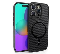 Ones Coque Magnétique pour iPhone 16 Pro Max, Compatible avec MagSafe, Texture Fibre Carbone, Protection Militaire Contre Les Chutes, Etui Robuste Durable Résistante Housse Fine Antichoc Case, Noir