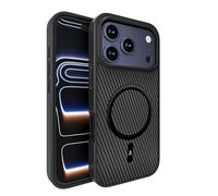 Ones Coque Magnétique pour iPhone 17 Pro, Compatible avec MagSafe, Texture Fibre Carbone, Protection Militaire Contre Les Chutes, Etui Robuste Antichoc Résistant aux Rayures Housse Case, Noir