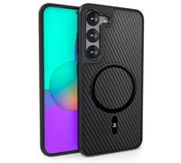 Ones Coque Magnétique pour Samsung Galaxy S23, Compatible avec MagSafe, Texture Fibre Carbone, Protection Militaire Contre Les Chutes, Etui Robuste Durable Résistante Housse Fine Antichoc Case, Noir