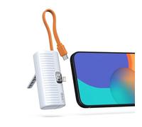 ONES Mini Capsule Power Bank 5000 mAh - Haute Capacité, Câbles/Support Intégrés, Charge Rapide 10,5W, Compact et Portable, Taille Mini （ Prise Lighting + Câble USB-C ）