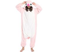 Onesie Combinaison Animal Unisexe Femme Homme Pyjama Carnaval Adulte Halloween Cosplay Adulte Carnaval Pyjama Une Pièce, Pingouin rose, M
