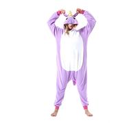 Onesie Combinaison Animal Unisexe Femme Homme Pyjama Carnaval Adulte Halloween Cosplay Adulte Carnaval Une Pièce Pyjama, Licorne violette, XL