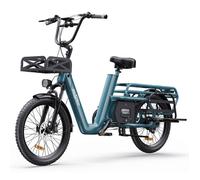 ONESPORT OT01 Vélo cargo électrique 650W - Batterie 48V 27Ah, 80-100 km, charge 180 kg, pneus 20x2.6 Bleu mat