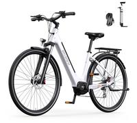 ONESPORT OT07 Vélo Électrique pour Adultes, Batterie 36V et Autonomie de 70KM en Mode Pas pour Hommes et Femmes, Freins Hydrauliques 27,5 Pouces & Capteur de Couple 65Nm Vélo Électrique Ville (Blanc)