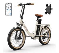 ONESPORT OT16 - Vélo Électrique Pliable 20"" - 250W 48V/17Ah Batterie Amovible - Shimano 7 - Autonomie 120 km - APP Contrôlé, Blanc