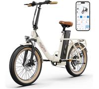ONESPORT OT16 - Vélo Électrique Pliable - Roues 20"" - Moteur 250W - Batterie 48V 17Ah - Amortisseur - Friens à disque - Blanc Cassé