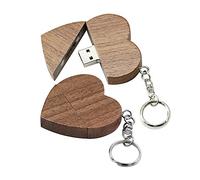 OneSquareCore 128GB Le Bois en Forme de cœur clé USB disques USB USB mémoire des clés USB USB 2.0 Pen Drive Zip Drive Drive pendrive Stockage Stockage Externe (Noix)