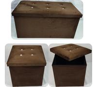 onestopbuys Coffre de rangement ottoman, repose-pieds pliable en velours, siège pour jouets, chaise, pouf, chaussures (1, simple + double)