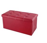onestopbuys Grand pouf ottoman, boîte de rangement pliable classique en similicuir (bordeaux, double 76 x 38 x 38 cm)