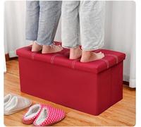 onestopbuys Grand pouf ottoman, boîte de rangement pliable classique en similicuir (rouge, double 76 x 38 x 38 cm)