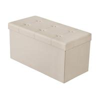 onestopbuys Grand pouf ottoman, boîte de rangement pliable en similicuir (crème, double 76 x 38 x 38 cm)