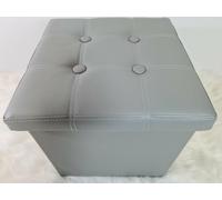onestopbuys Grand pouf ottoman, boîte de rangement pliable en similicuir (gris argenté, lit simple, 38 x 38 x 30 cm)