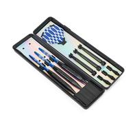 ONETEAM Jeu de 3 fléchettes Souples en Acier Noir et Bleu avec Tige en Aluminium et Ailes en Pet avec 6 Ailes, 12 Pointes et 6 tiges résistantes aux dommages PC et PE